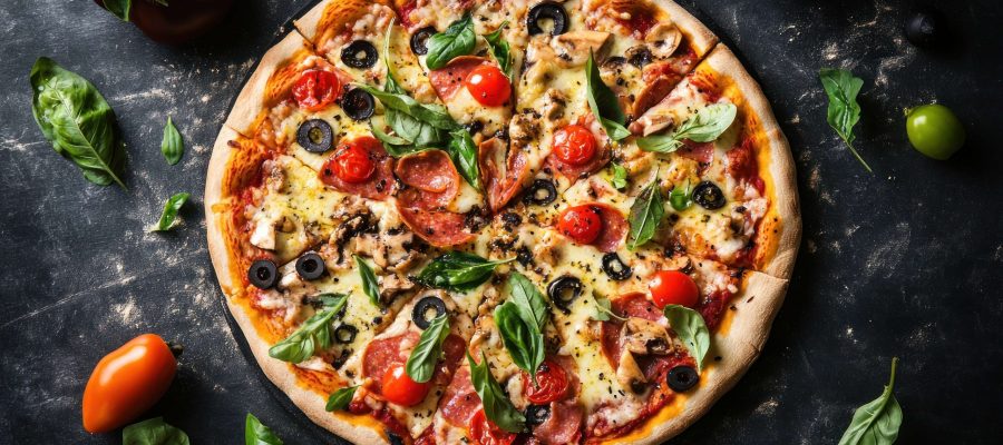 freshly-baked-pizza-with-pepperoni-mushrooms-olives-basil freshly-baked-pizza-with-pepperoni-mushrooms-olives-basil